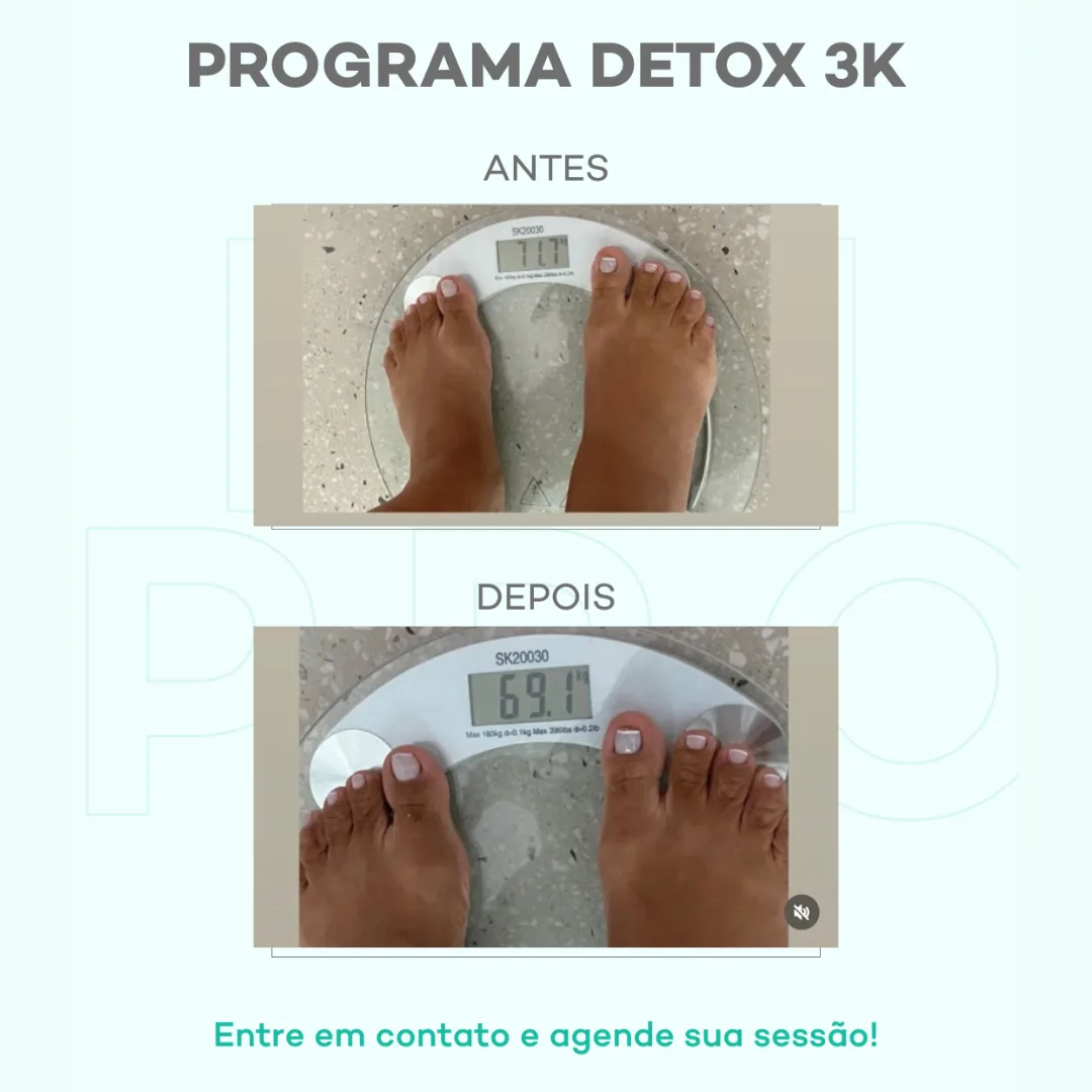 Antes e depois — detox e emagrecimento por profissional habilitada